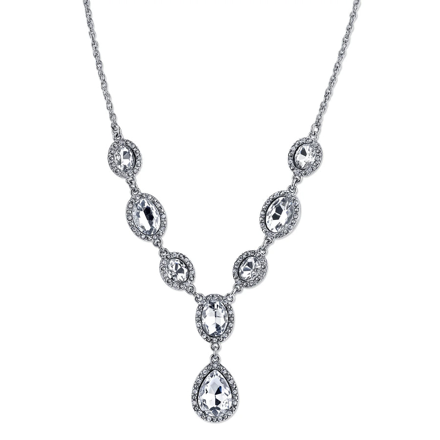 Multi Crystal Crystal Teardrop Y-Necklace