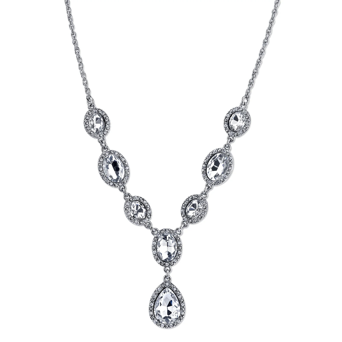 Multi Crystal Crystal Teardrop Y-Necklace