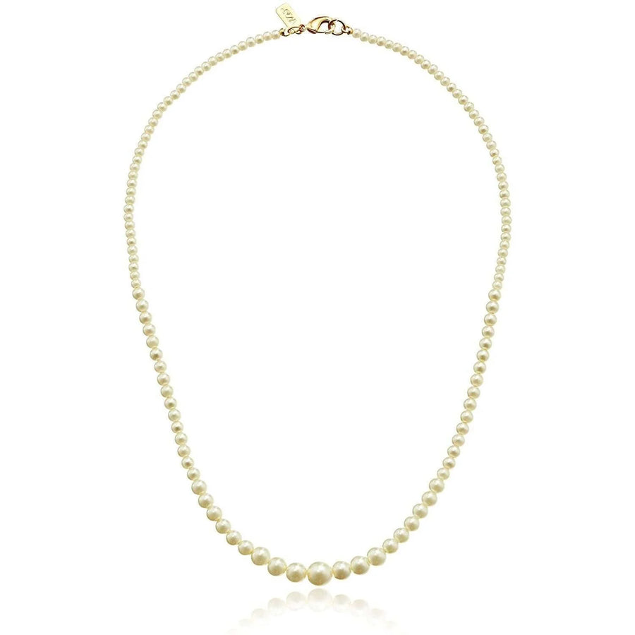 Delicate Graduated Glass Faux Pearl Strand Necklace