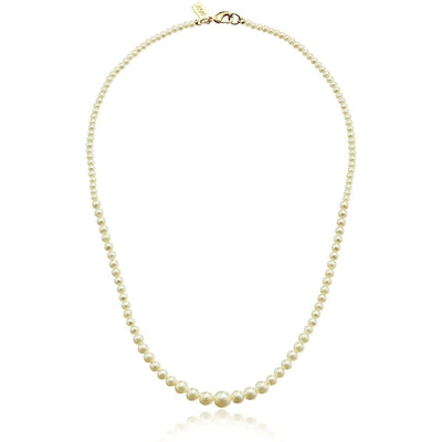 Delicate Graduated Glass Faux Pearl Strand Necklace