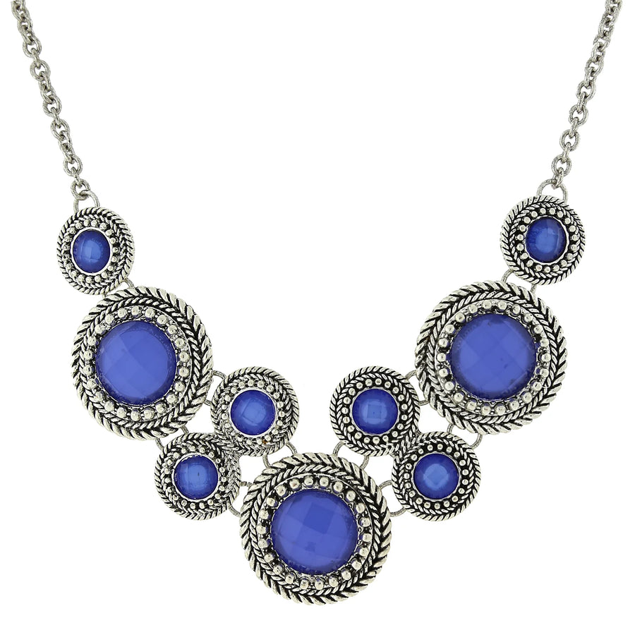 Round Faceted Bib Necklace