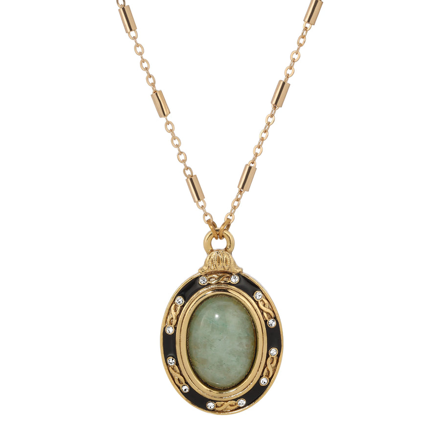 Oval Aventurine Gemstone Pendant Necklace
