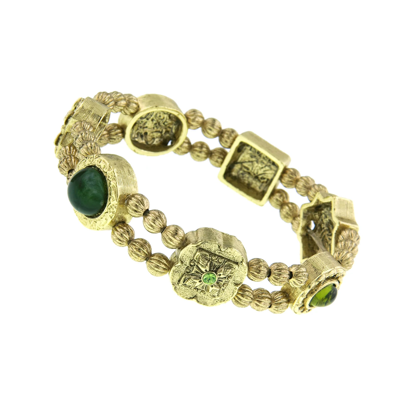 Jade Gemstone Olivine & Peridot Stone Charm Stretch Bracelet