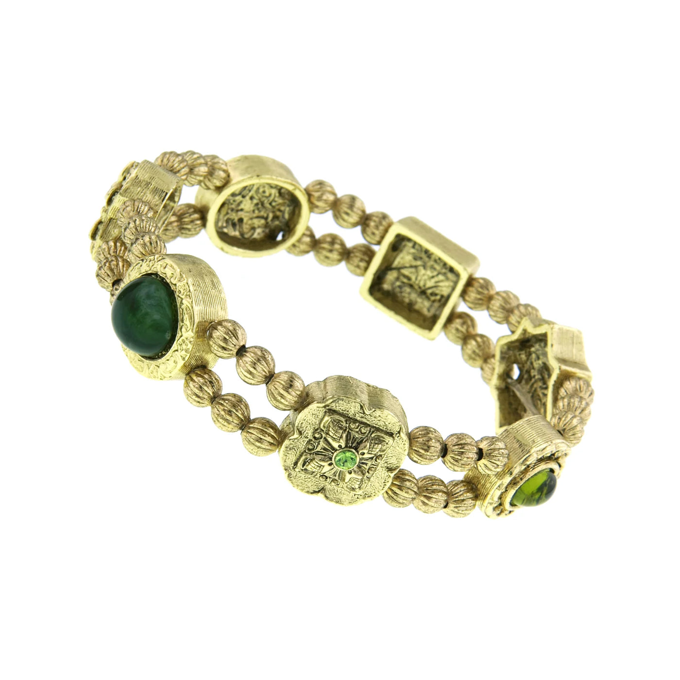 Jade Gemstone Olivine & Peridot Stone Charm Stretch Bracelet