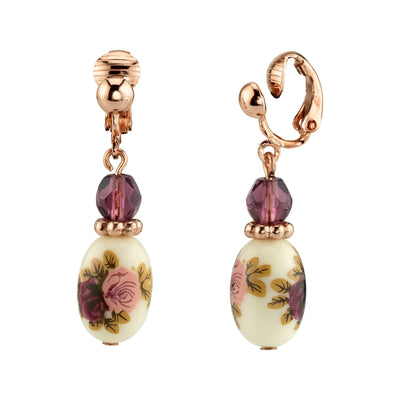 Victorian Inspired Rose Motif Bead Drop Earrings by 1928 Jewelry
