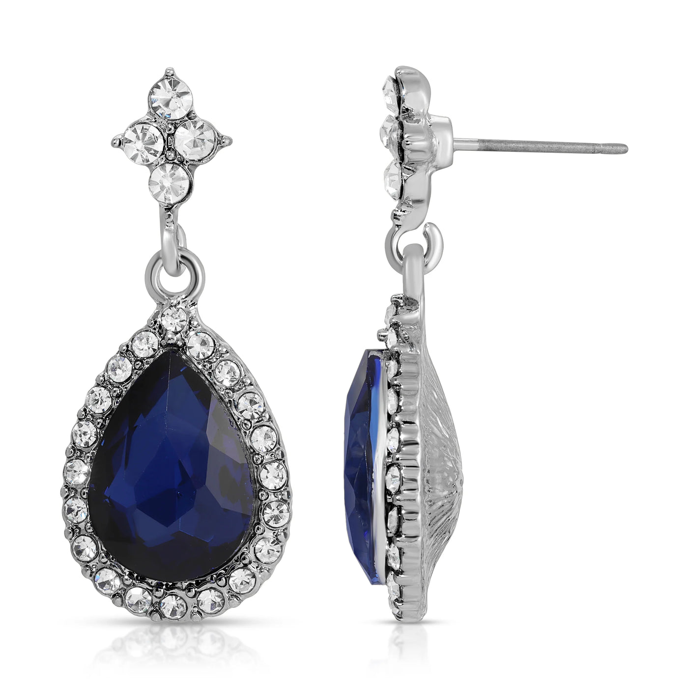 Regency Atlantic Blue Stone Teardrop Crystal Post Drop Earrings
