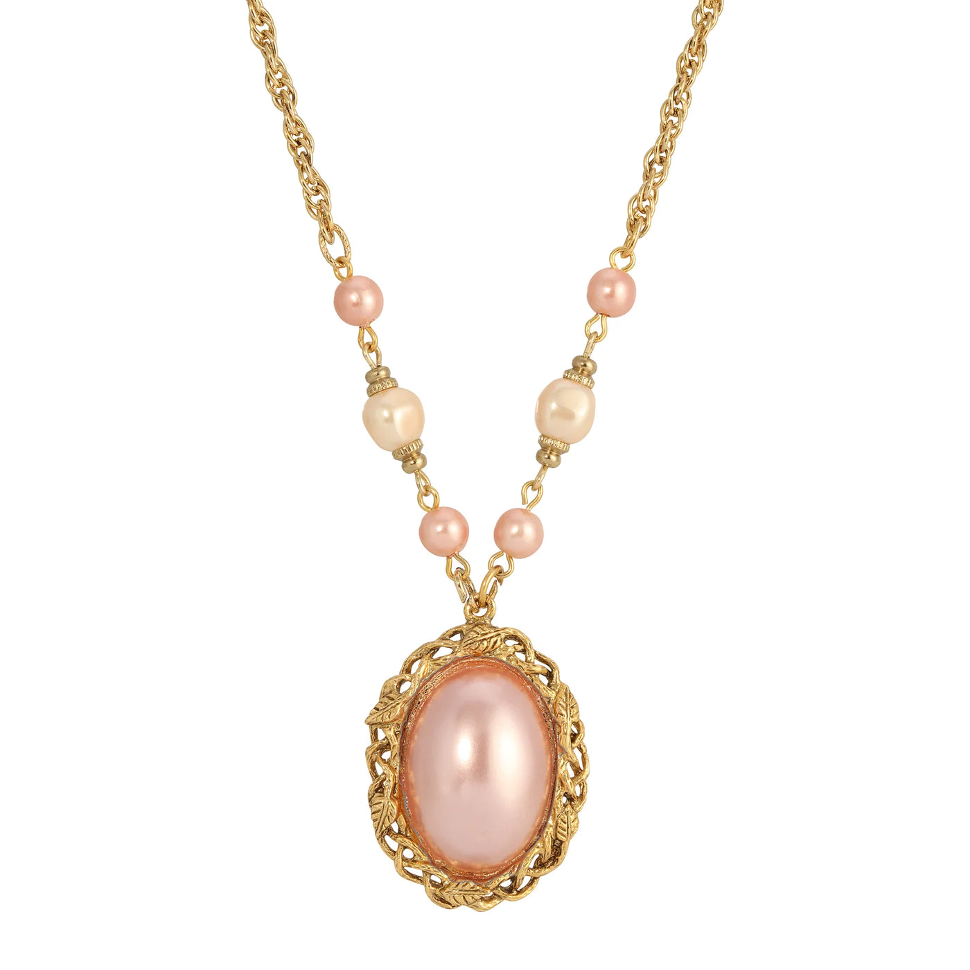 Rosabella Oval Raspberry Faux Pearl Pendant Necklace