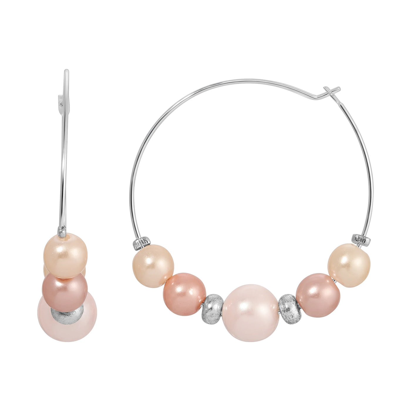 Rosabella Minimalist Multicolor Faux Pearl Hoop Earrings