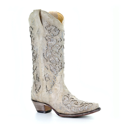 Evelyn Western Wedding Tall Boots in Grey