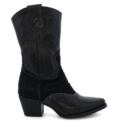 Basanti Mid-Calf Cowgirl Boots in Black