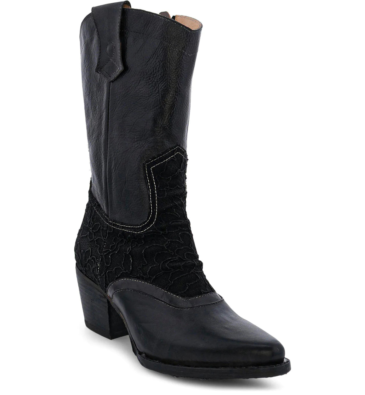 Basanti Mid-Calf Cowgirl Boots in Black