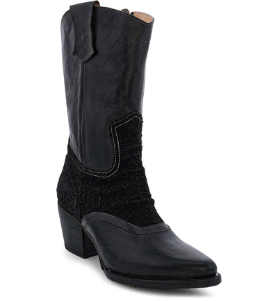 Basanti Mid-Calf Cowgirl Boots in Black