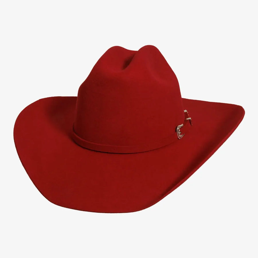 Cattleman Felt Cowgirl Hat in Red — bold western hat with classic wide brim and crown.