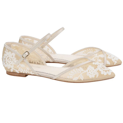 Celia Lace Wedding Flats in Nude by Bella Belle Shoes
