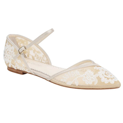 Celia Lace Wedding Flats in Nude by Bella Belle Shoes