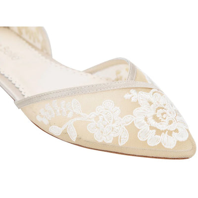 Celia Lace Wedding Flats in Nude by Bella Belle Shoes