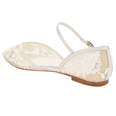 Celia Lace Wedding Flats in Nude by Bella Belle Shoes