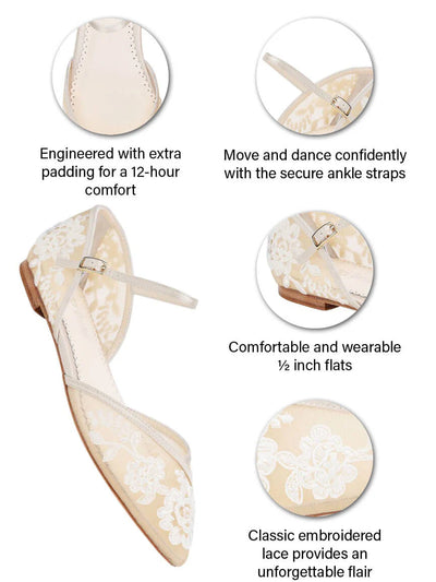 Celia Lace Wedding Flats in Nude by Bella Belle Shoes