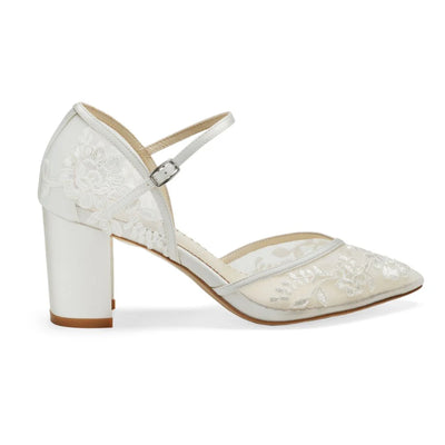 Chelsea Lace Wedding Block Heels in Ivory by Bella Belle Shoes