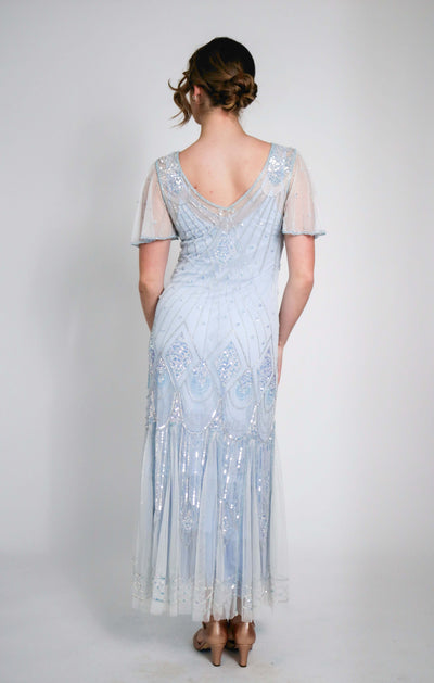 Colette Deco Beaded Dress in Powder Blue by WardrobeShop