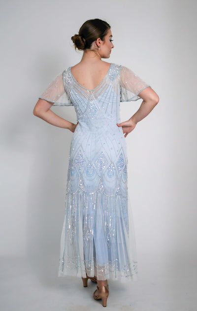 Colette Deco Beaded Dress in Powder Blue by WardrobeShop