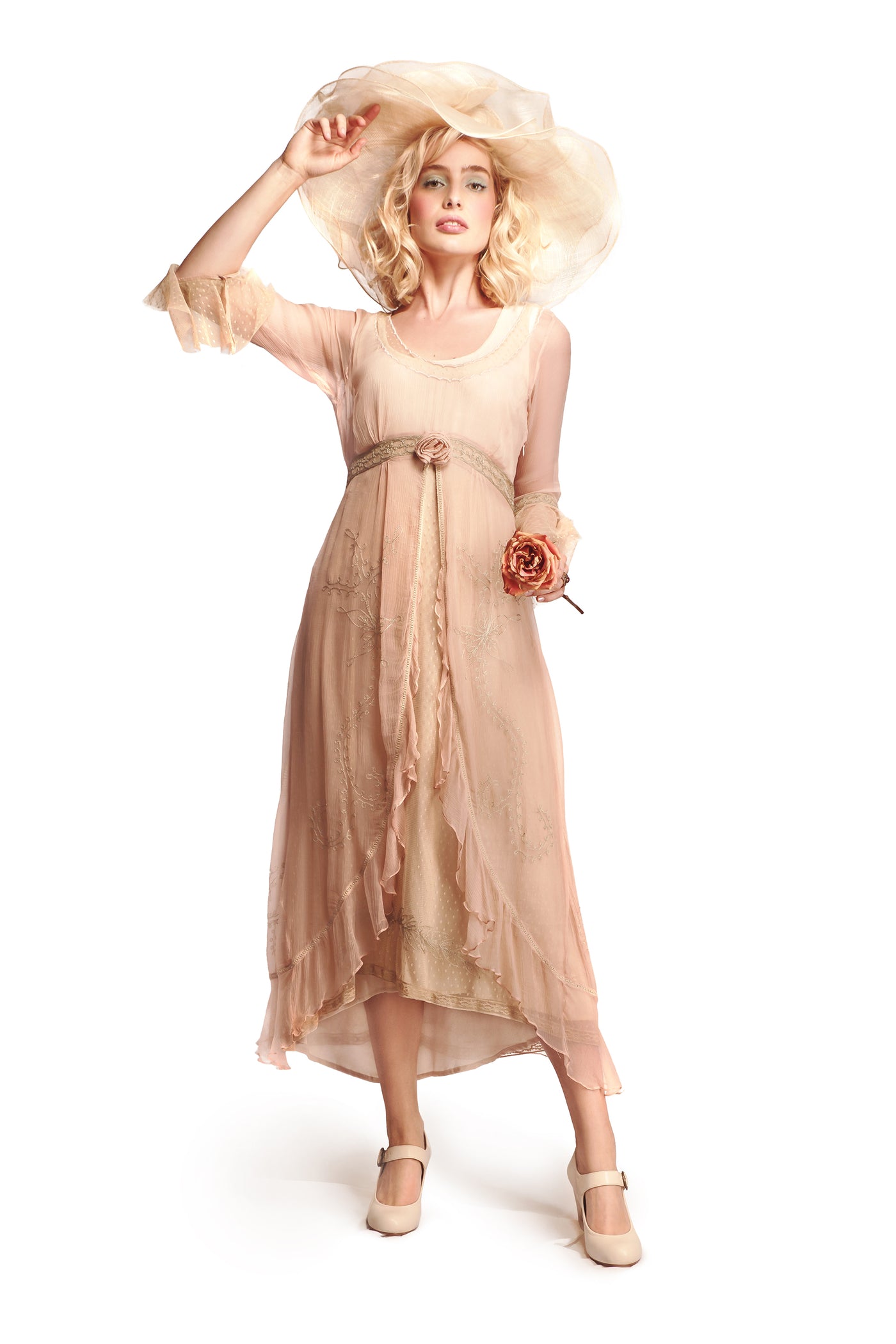 Dafna Frontier Romance Dress in Peach-Sage by Nataya