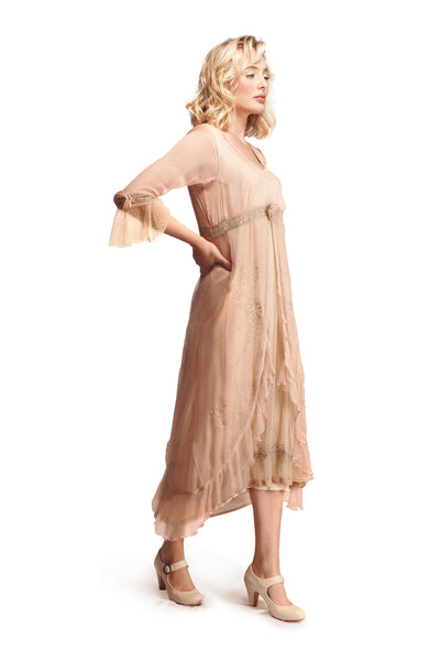 Dafna Frontier Romance Dress in Peach-Sage by Nataya