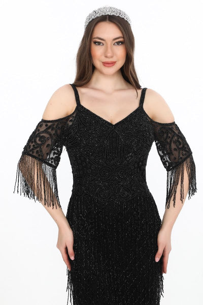 Daisy Gatsby Style Maxi Dress in Black