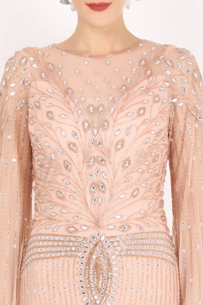 Daniela Hollywood Glamour Maxi Wedding Gown in Blush