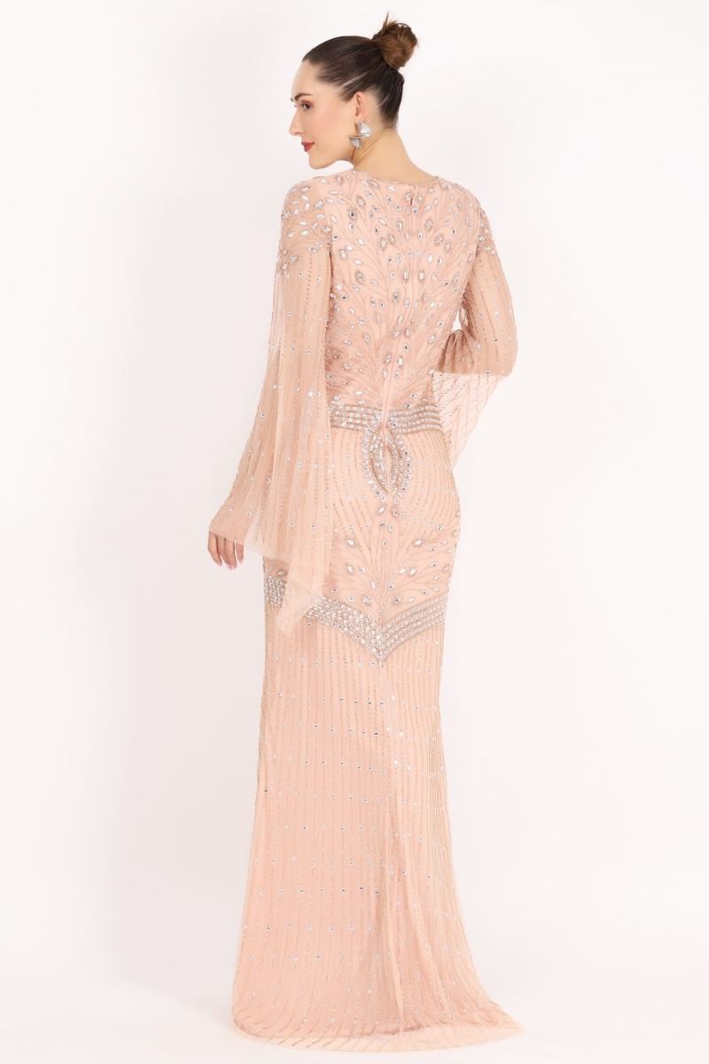 Daniela Hollywood Glamour Maxi Wedding Gown in Blush