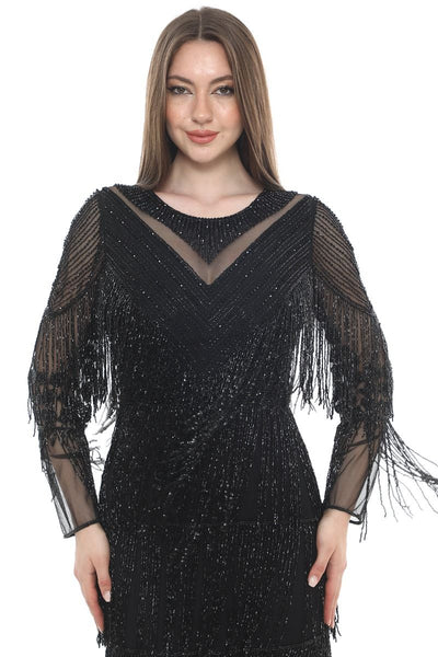 gatsby black lace dress Rosie Gatsby Style Maxi Dress in Black M / Black