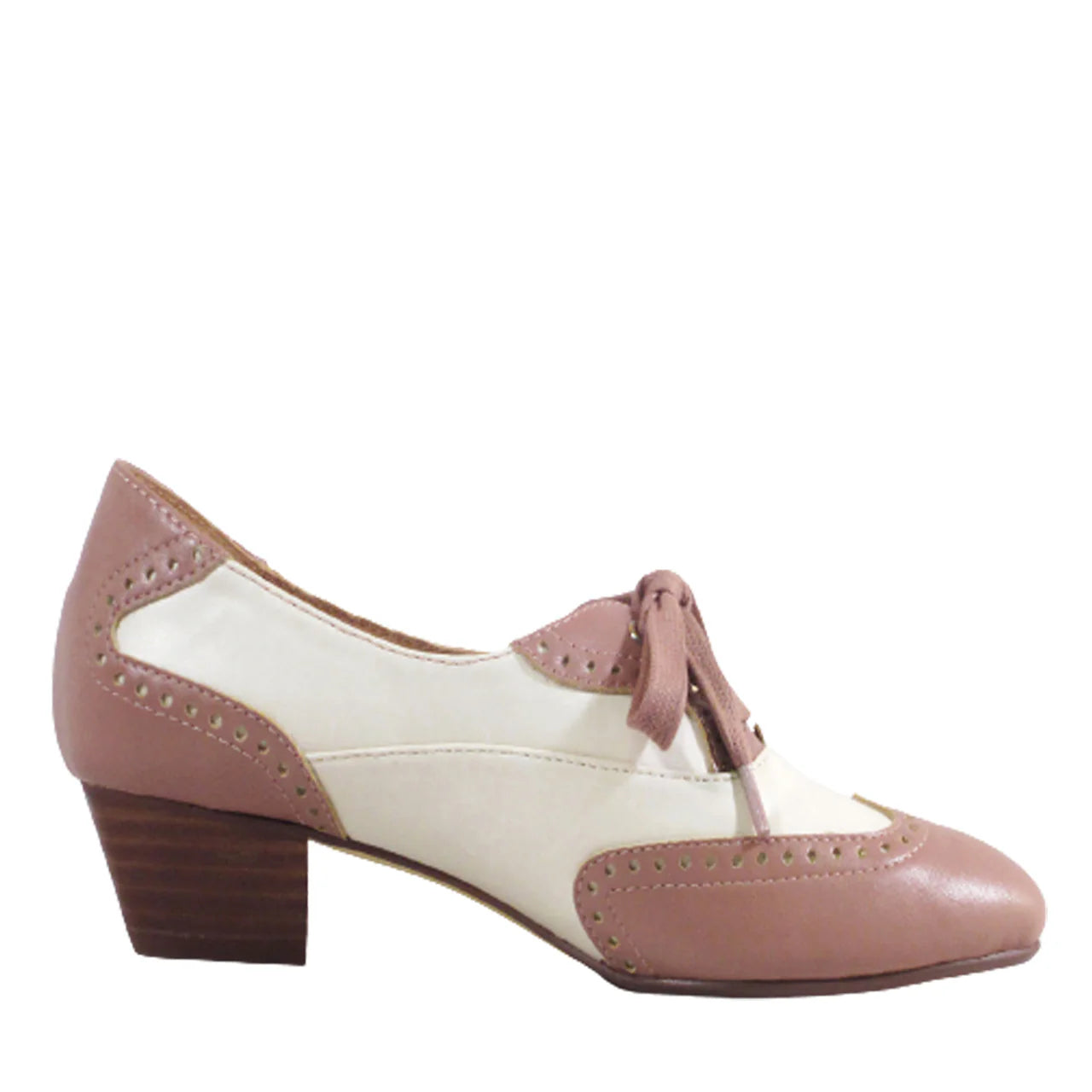 Demi Vintage Saddle Shoes in Mauve Bone