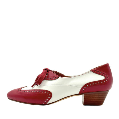 Demi Vintage Saddle Shoes in Red White