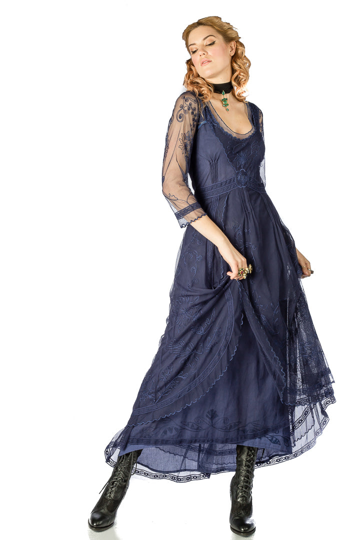Downton Abbey Tea Party Gown in Sapphire by Nataya