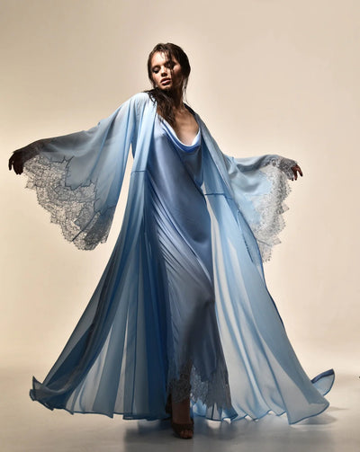 Seraphic Robe and Nightgown Set in Sky Blue