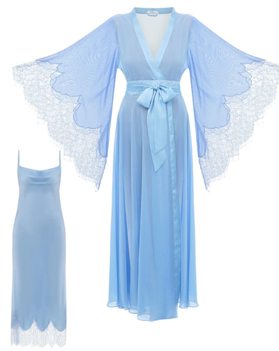 Seraphic Robe and Nightgown Set in Sky Blue