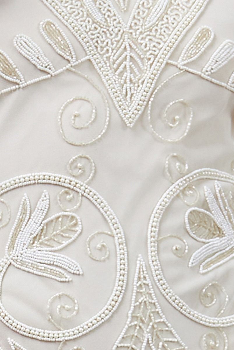 Emma Flapper Style Peacock Dress in Cream by Gatsby Lady