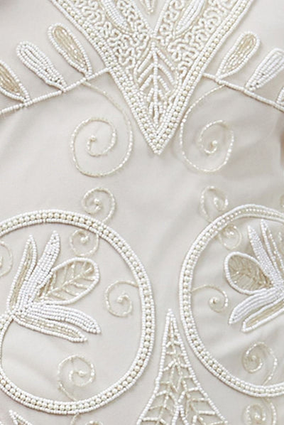 Emma Flapper Style Peacock Dress in Cream by Gatsby Lady