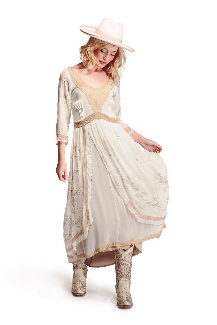 Steampunk Wedding Dresses | Vintage, Victorian, Black Edith Cowgirl Wedding Dress in Ivory-Beige by Nataya $315.00 AT vintagedancer.com