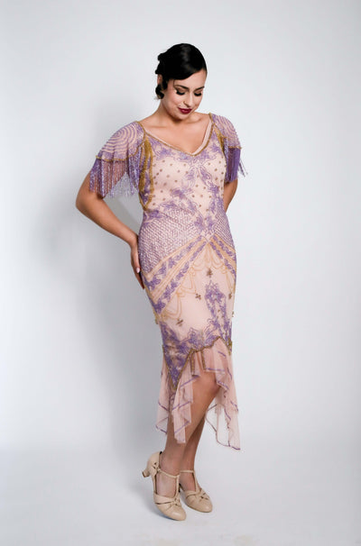 Florence Roaring 20s Beaded Dress in Nude Blush by WardrobeShop