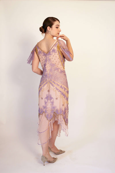 Florence Roaring 20s Beaded Dress in Nude Blush by WardrobeShop