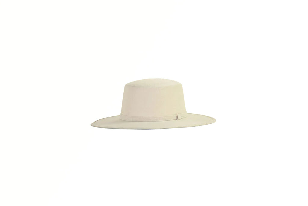Frankie Suede Boater Hat in Ivory