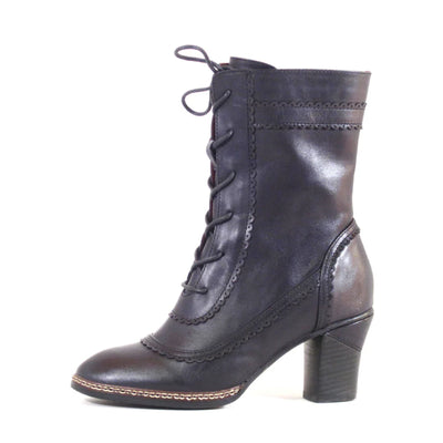 Glimpse Victorian Leather Booties in Black