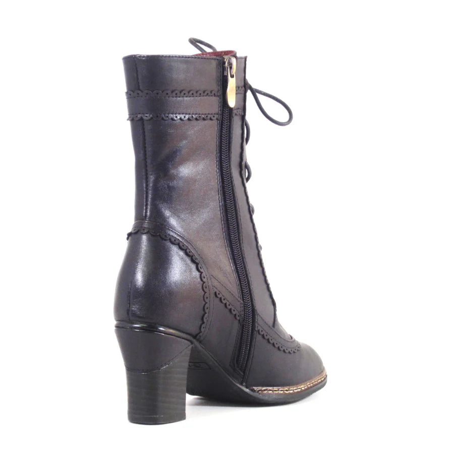 Glimpse Victorian Leather Booties in Black