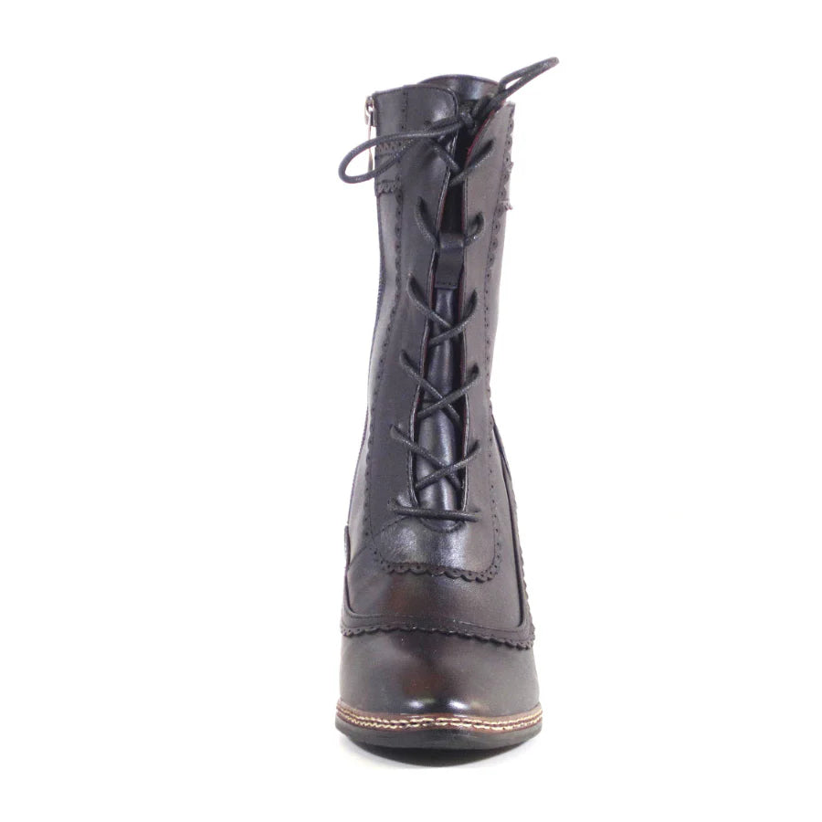 Glimpse Victorian Leather Booties in Black