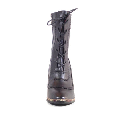 Glimpse Victorian Leather Booties in Black