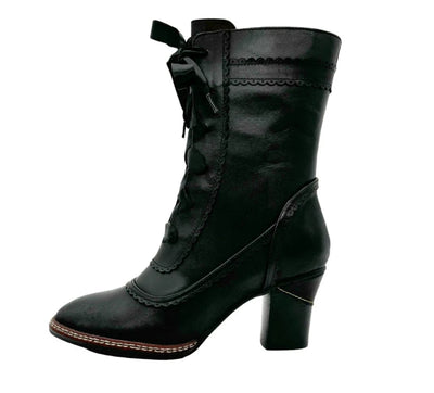 Glimpse Victorian Leather Booties in Black