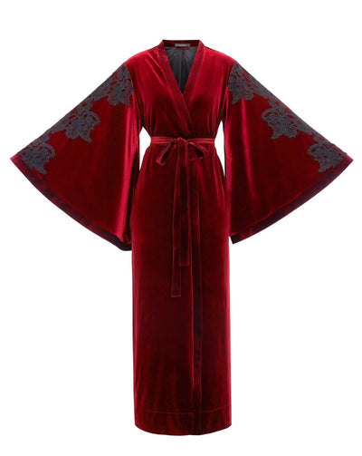 Velvet Memoirs Kimono in Burgundy