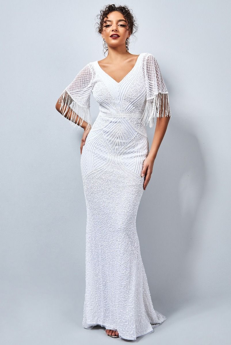 Hailey 1920s Maxi Beaded Wedding Dress