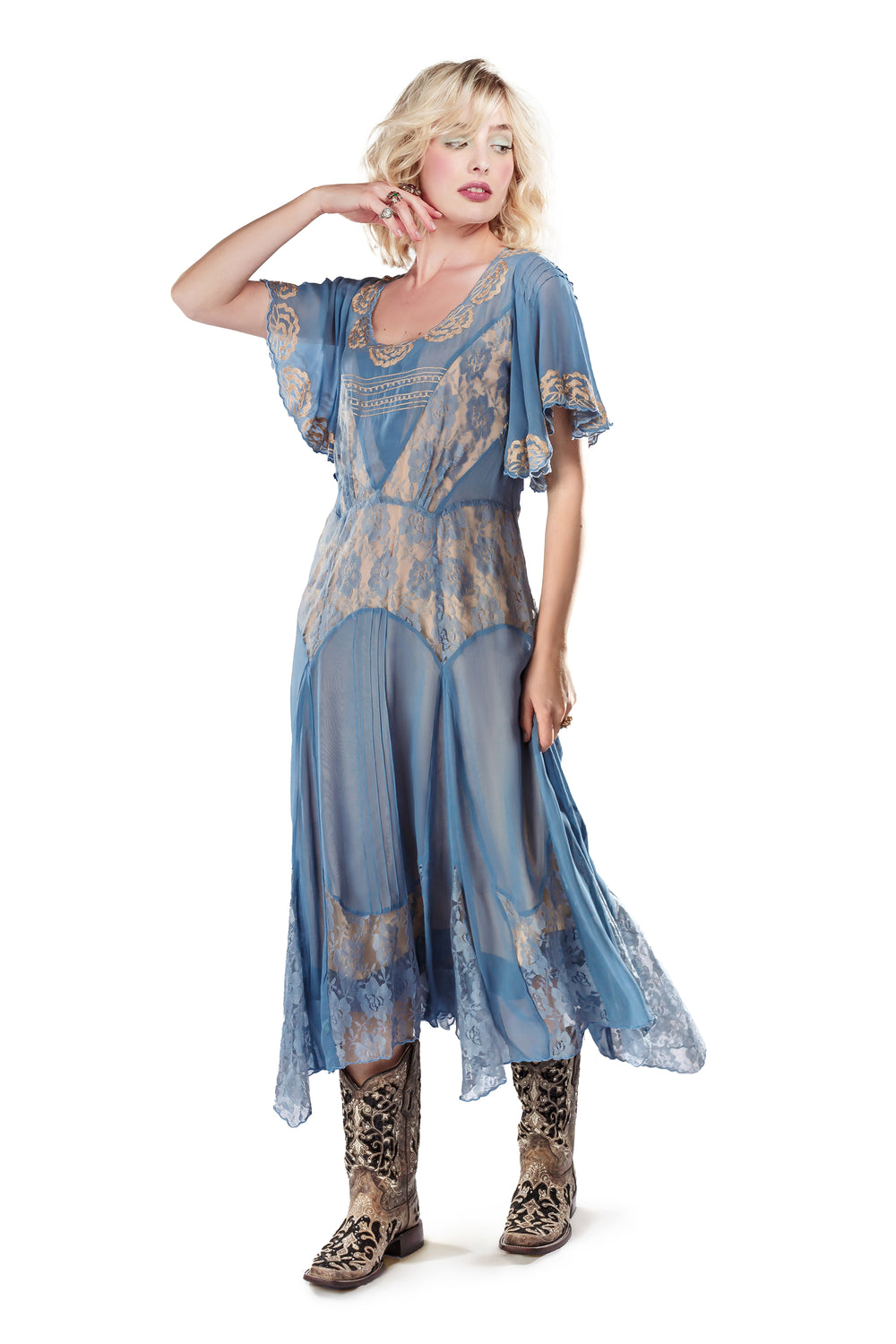 strapless open back dress Short Sleeve Summer Party Dresses for Women Tea Length Floral Lace Ove –  FashionLoveHunter main image 1